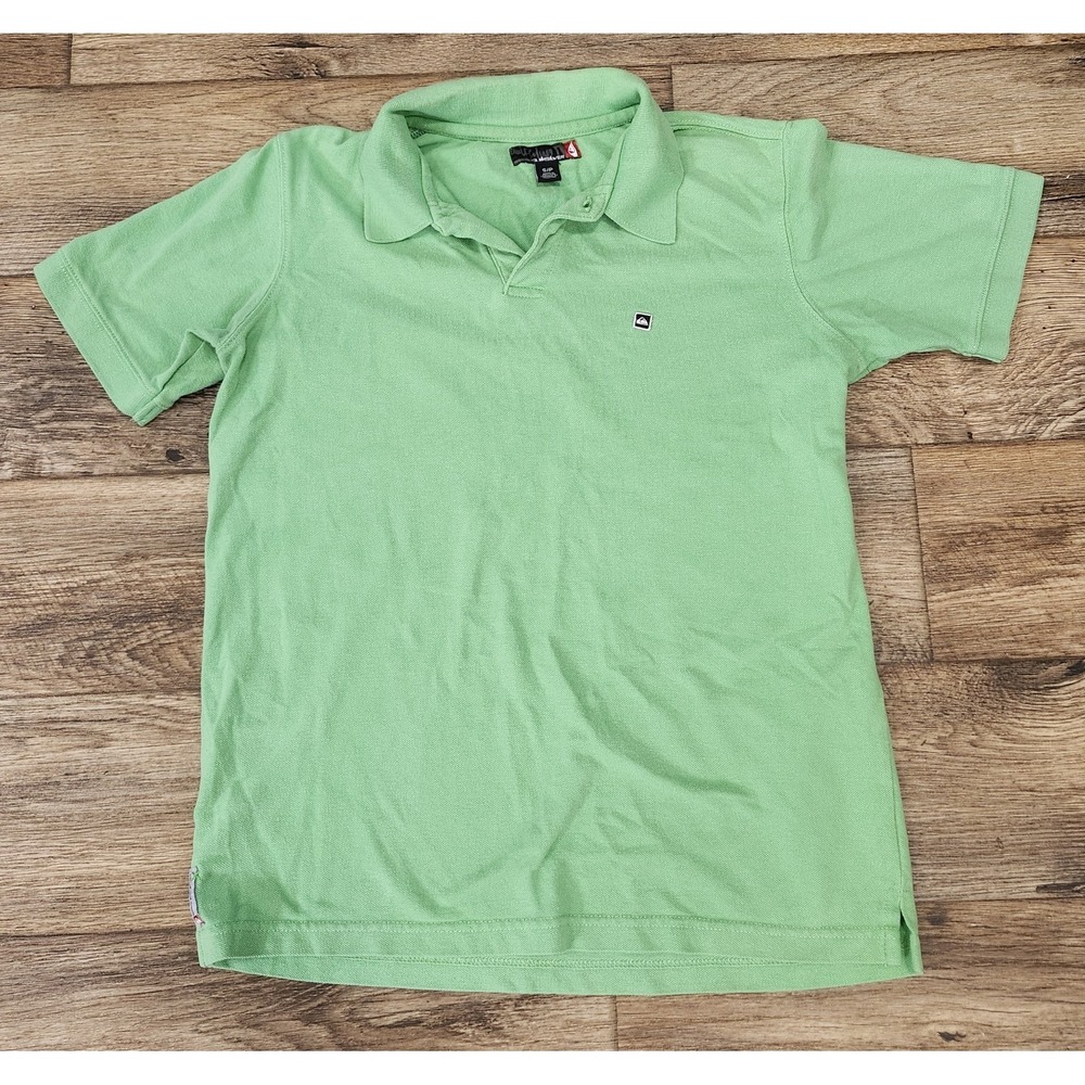 Quicksilver Polo Shirt Men's Small Lime Green Y2K Skate Surf Embroidered Logo